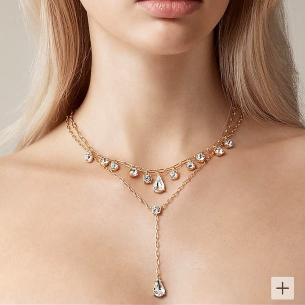 J.Crew Gold and crystal layered Necklace